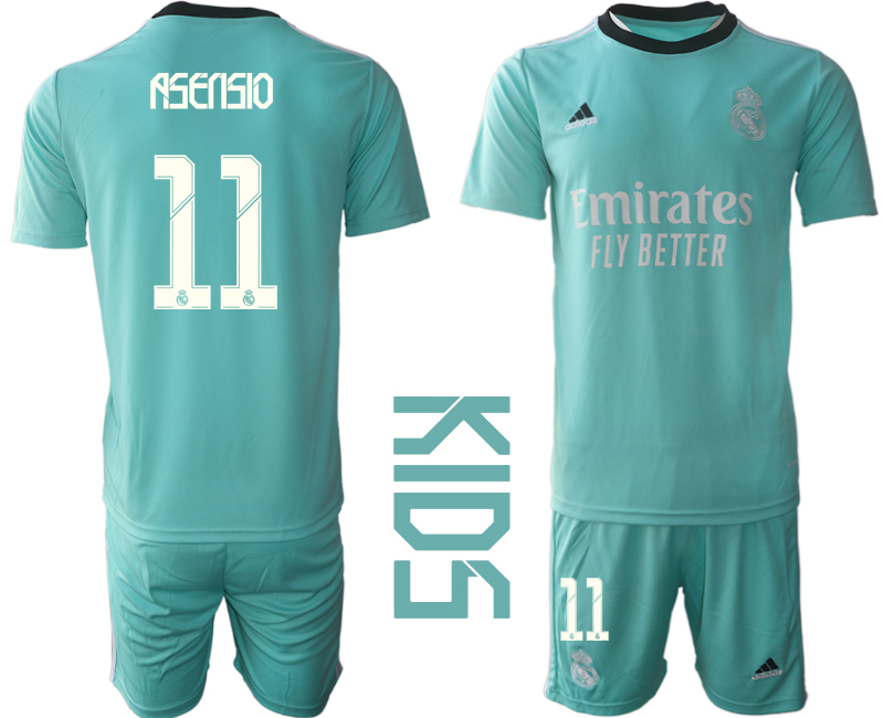 Youth 2021-2022 Club Real Madrid Second away blue #11 Soccer Jersey->youth soccer jersey->Youth Jersey